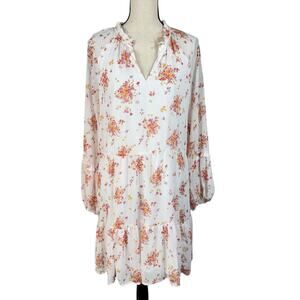 Vince Camuto Large Mini Shift Dress Floral Ruffled Lined Long Balloon Sleeves